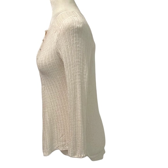 Lucky Brand Ribbed Crochet Detail Long Sleeve Top - Picture 4 of 9